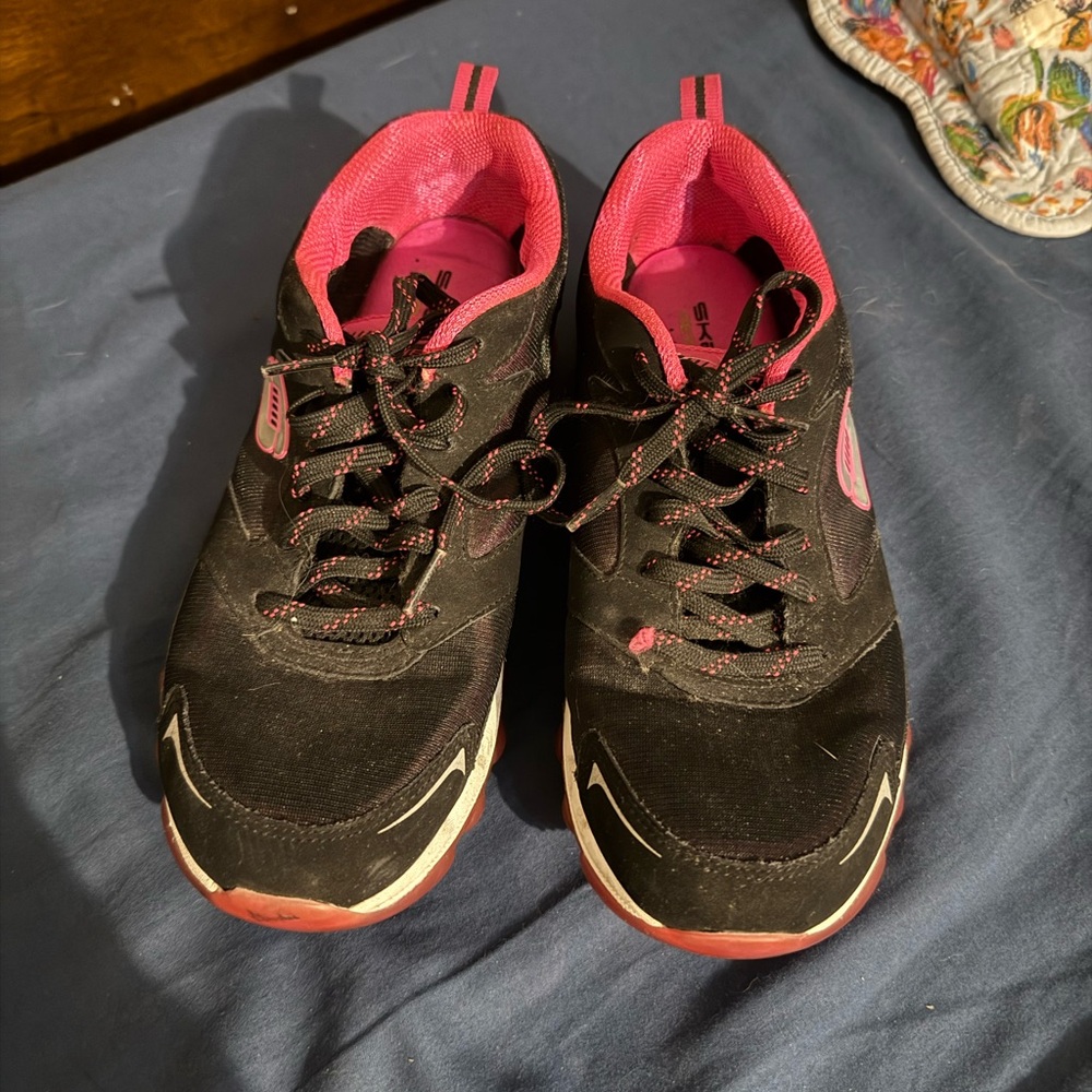 Skechers Black and Pink Athletic Shoes